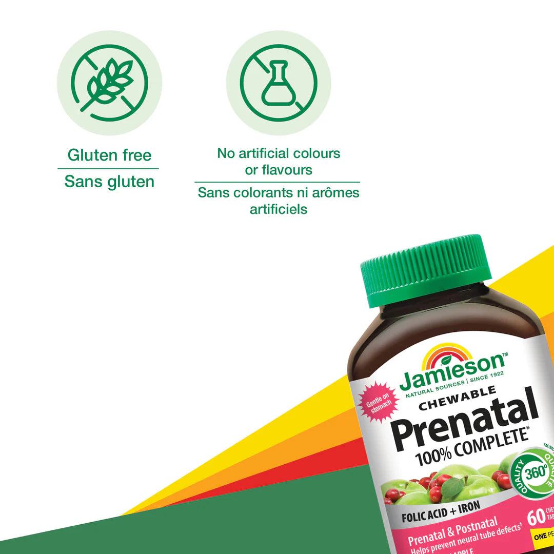 Jamieson Prenatal 100% Complete Multivitamin Chewable - Cranberry Apple 60's