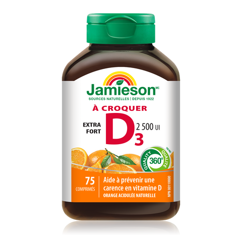 Jamieson 维生素 D3 2,500 IU | 75 咀嚼片