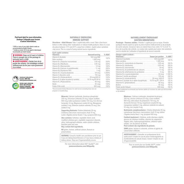 Jamieson 100% Complete Multi For Women 160 caplets ingredients