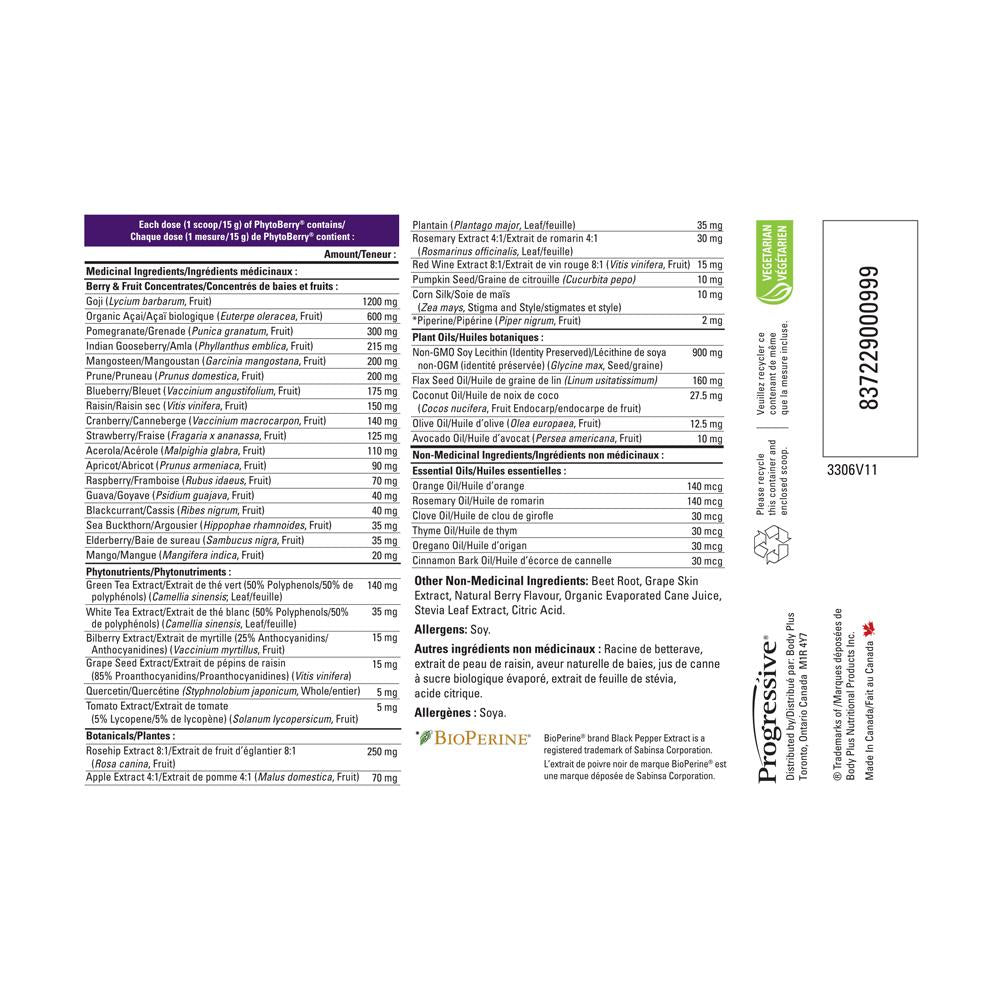 Progressive PhytoBerry Ingredients