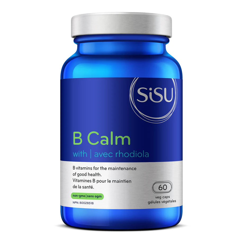 Blue Sisu B Calm supplement bottle on a white background natural vitamin direct inc natvd.com