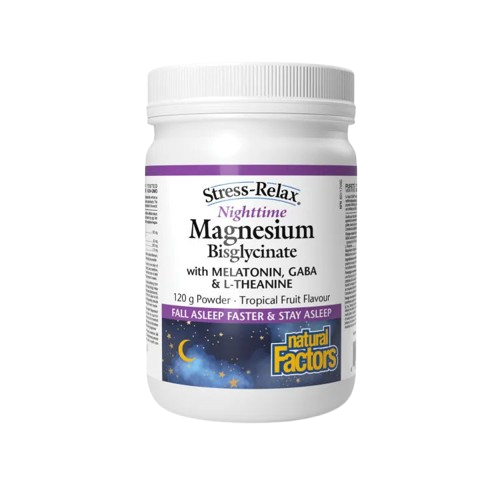 6 x Natural Factors, Stress Relax, Nighttime Magnesium Bisglycinate, 120g Bundle