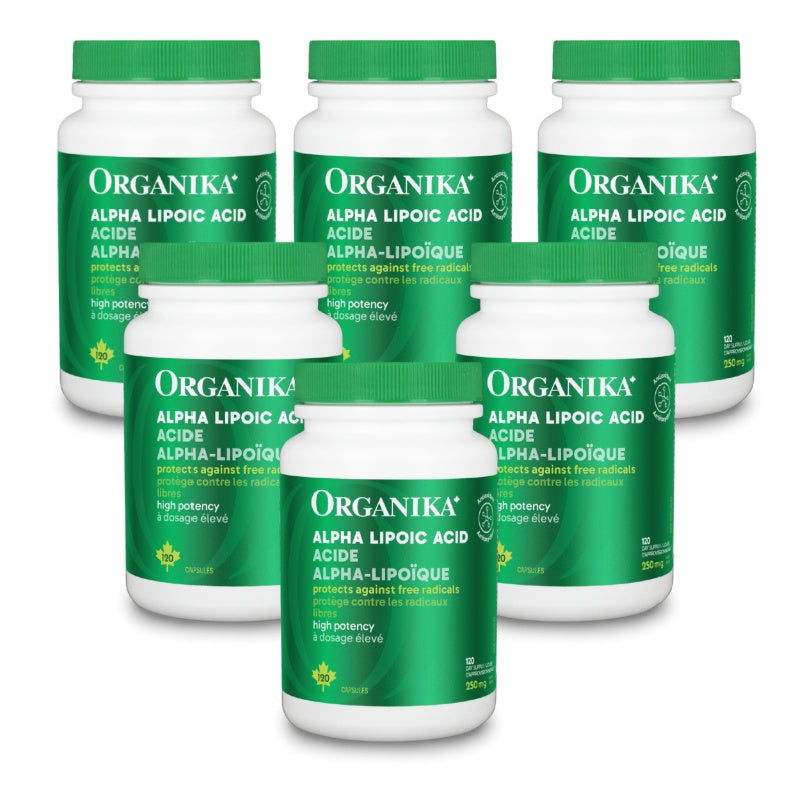 6x Organika Alpha Lipoic Acid 250 mg 120 capsules Bundle
