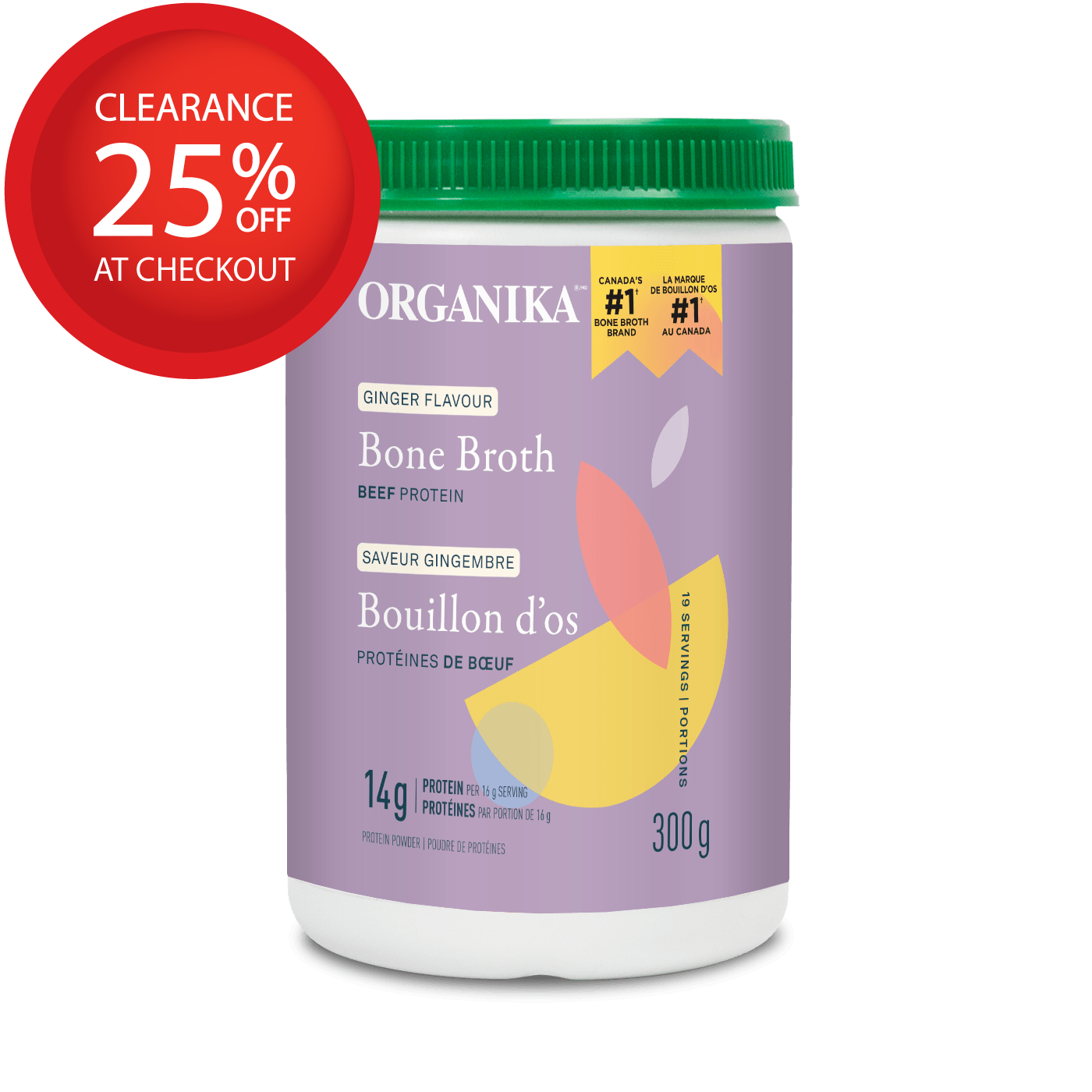 【clearance】Organika Beef Bone Broth Ginger Protein Powder 300g