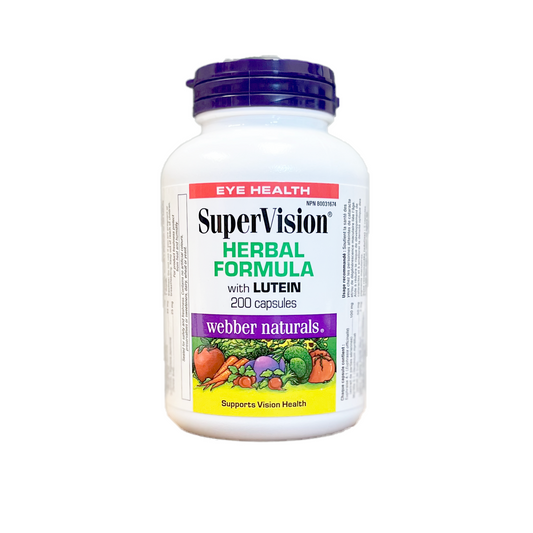 Webber Naturals Supervision Herbal Formula with Lutein supplement bottle on a white background 200 capsules available online at natvd.com trusted distributor