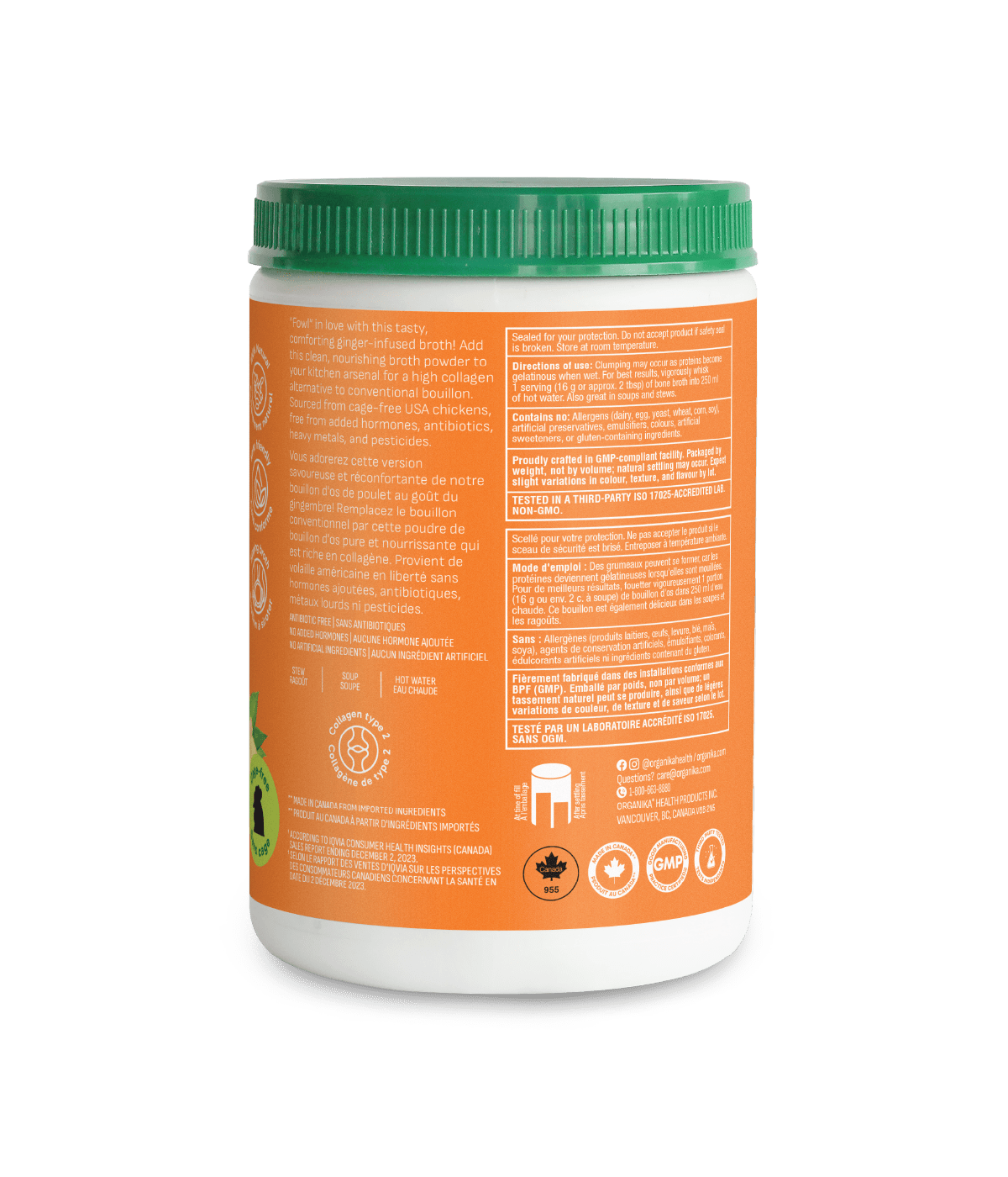 6x Organika Chicken Bone Broth Ginger Protein Powder 300g Bundle