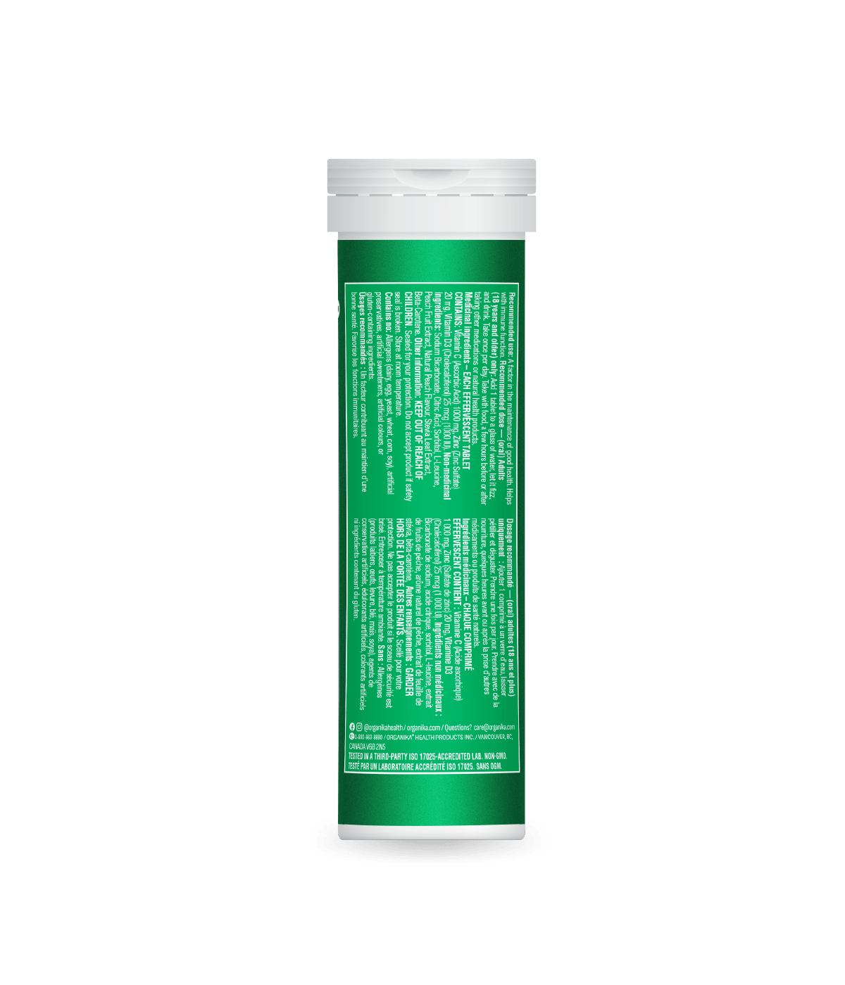 Organika Instant C, D, Zinc Immunity Effervescent - Watermelon 10 tabs x 8 tubes