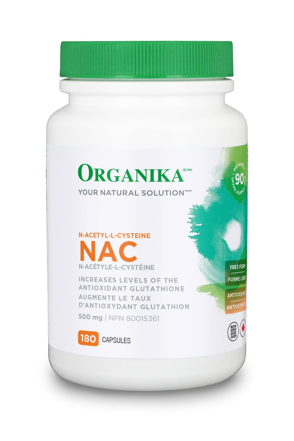 优格康 Organika NAC (N-Acetyl-L-Cysteine) 500 mg , 180 Capsules