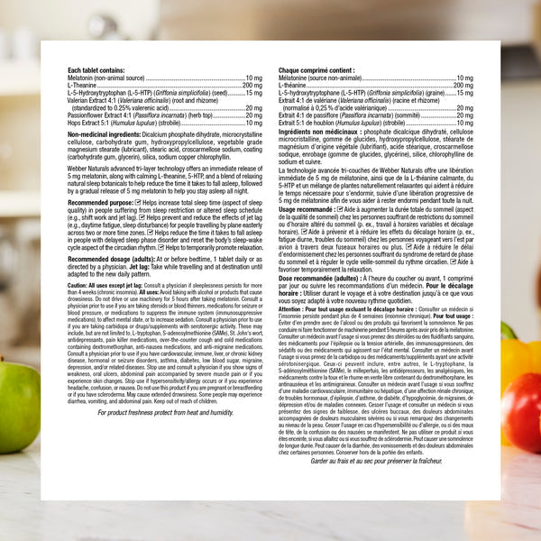 Webber Naturals Sleep Cycle Melatonin with L-Theanine, 5-HTP & Sleep Botanicals, 60 Tri-Layer Tablets