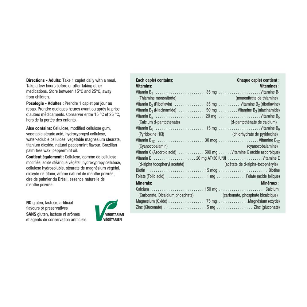 Jamieson Stressease 90 caplets Canada information panel