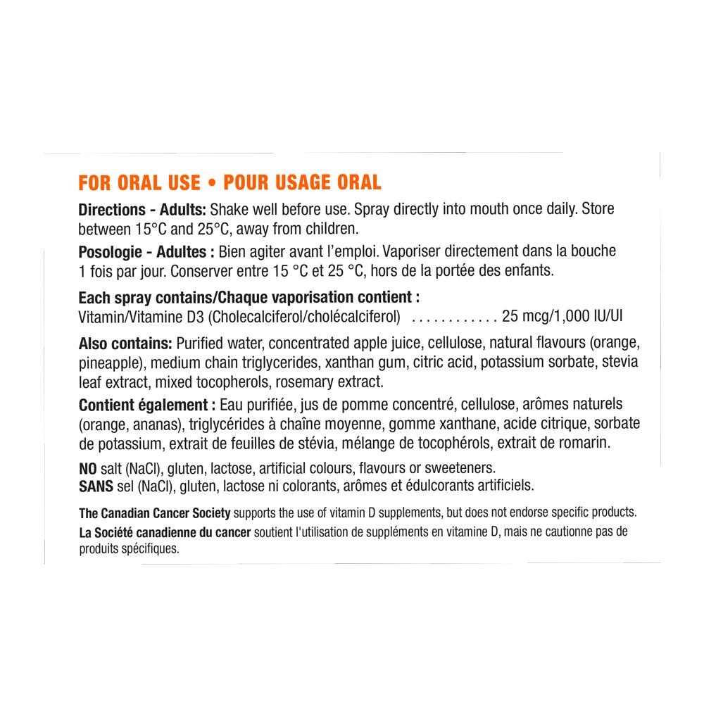 健美生 Jamieson Vitamin D 1,000IU Spray Natural Orange, 58ml product information