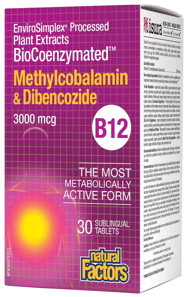 Natural Factors Methylcobalamin & Dibencozide 3000 mcg 30 sublingual tabs