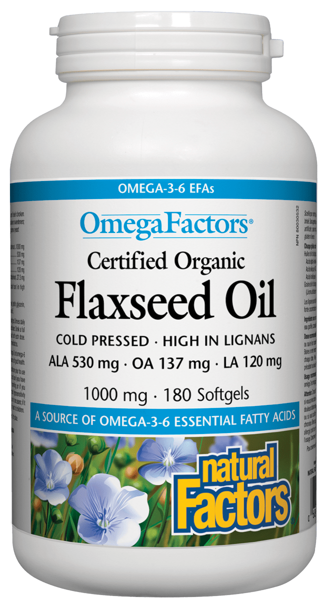 有机亚麻籽油,1000毫克, 180软胶囊