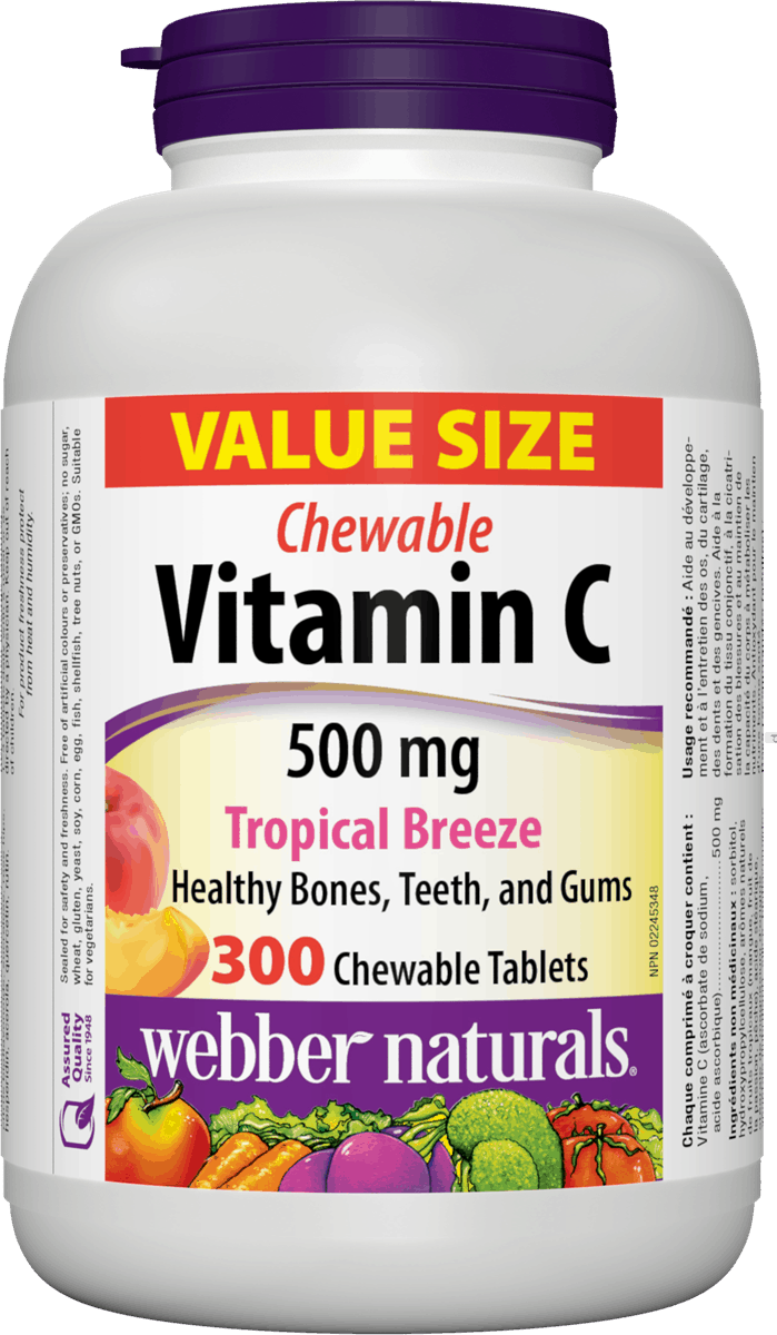 Webber Naturals 维他命C 500毫克 热带水果风味,300片咀嚼片