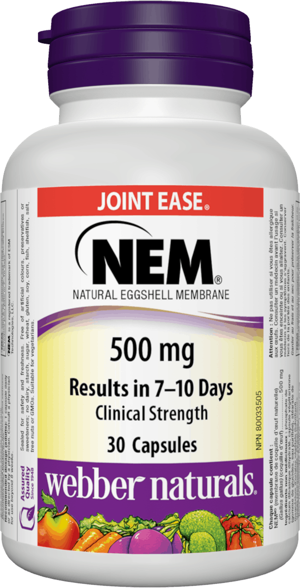 Webber Naturals NEM®天然蛋壳膜 500 mg, 30粒素食胶囊