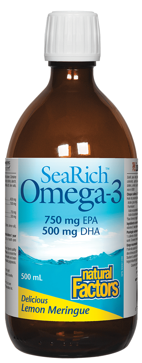 Natural Factors SeaRich Omega-3 鱼油 ,750毫克EPA+500毫克DHA,柠檬酥皮口味,500毫升