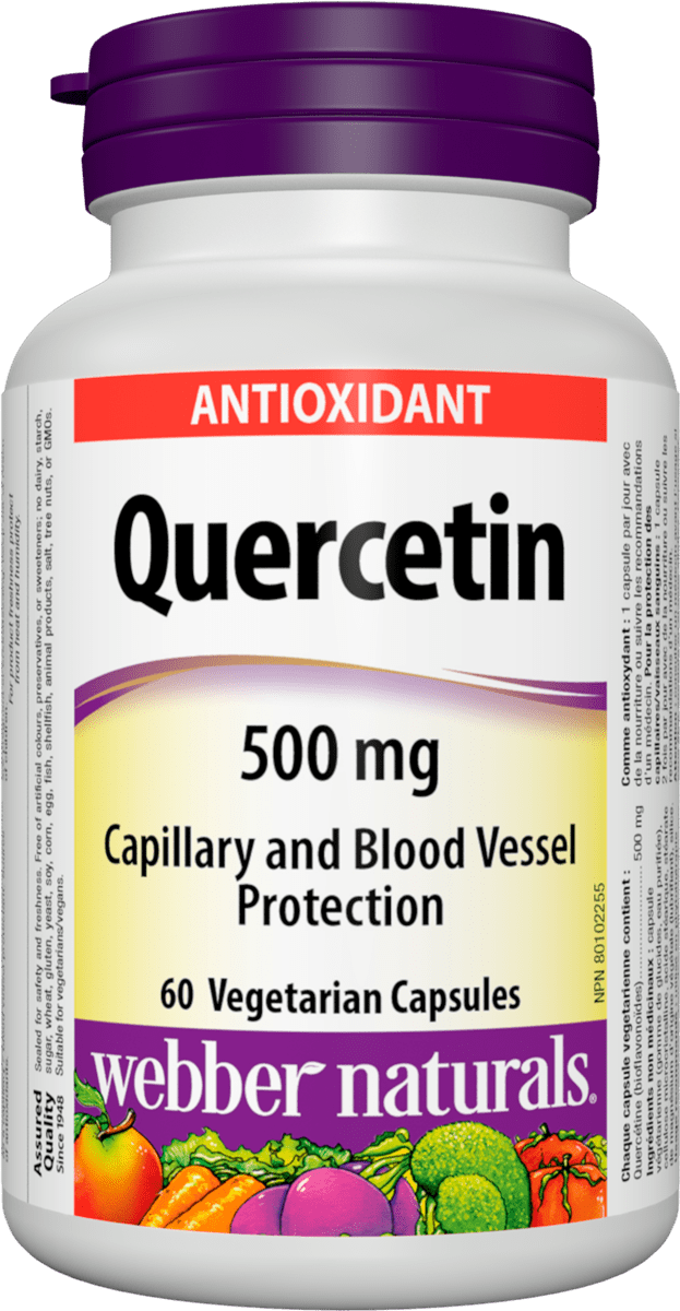Webber Naturals Quercetin 500 mg 60 vegetarian capsules Canadian label