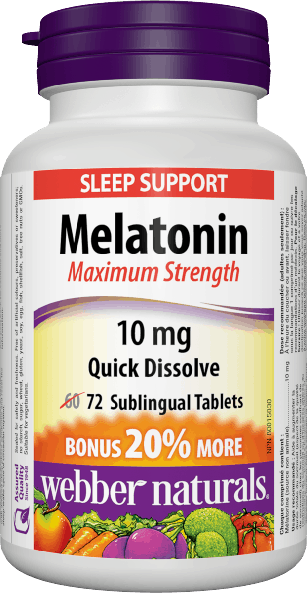 Webber Naturals Melatonin Easy Dissolve, 10 mg, 72 sublingual tabs