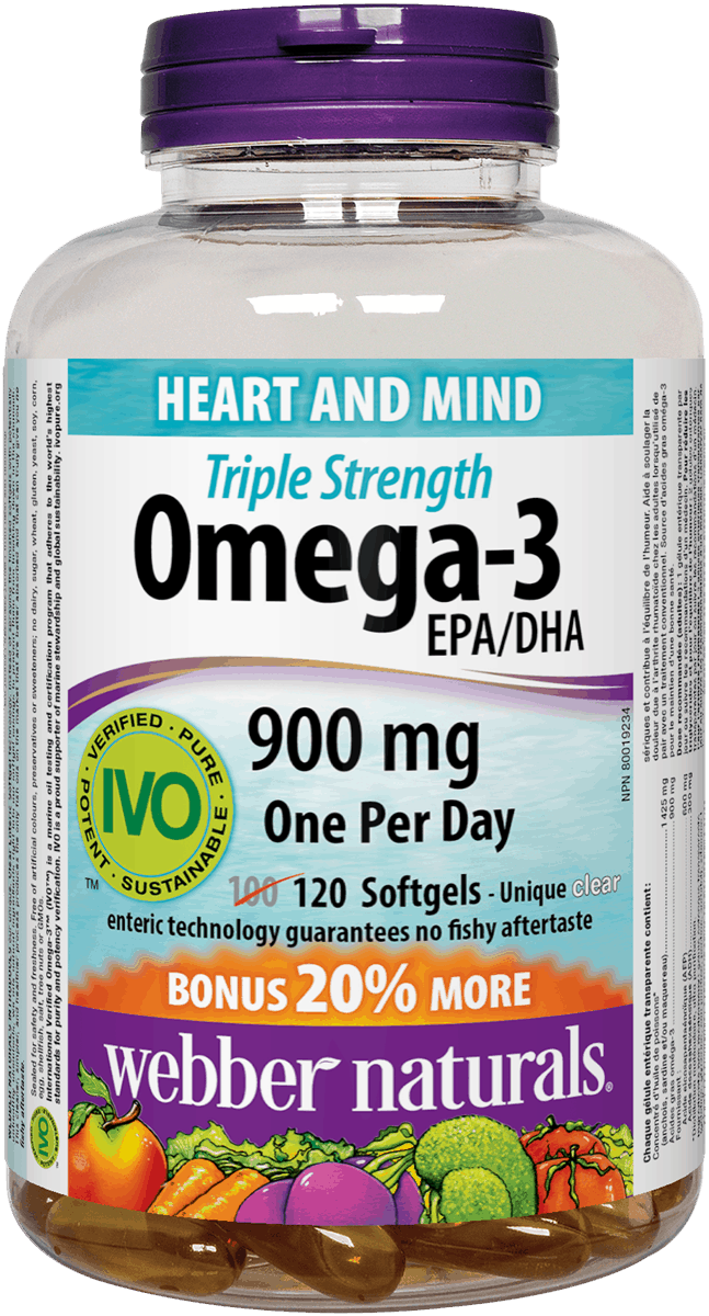 Webber Naturals Triple Strength Omega-3, 900mg, 120 softgels