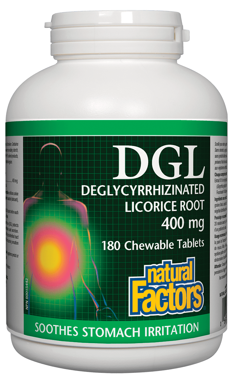 Natural Factors DGL Deglycyrrhizinated Licorice Root Extract, 180 tablets