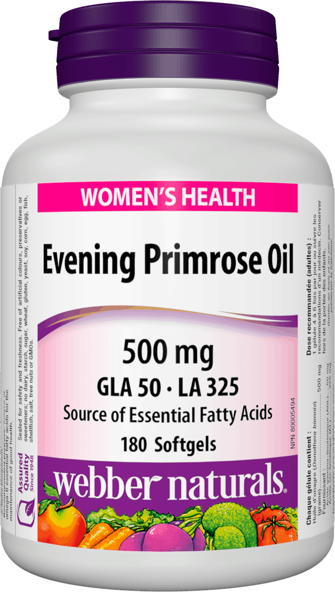 Webber Naturals Evening Primrose Oil, 500mg, 180 softgels