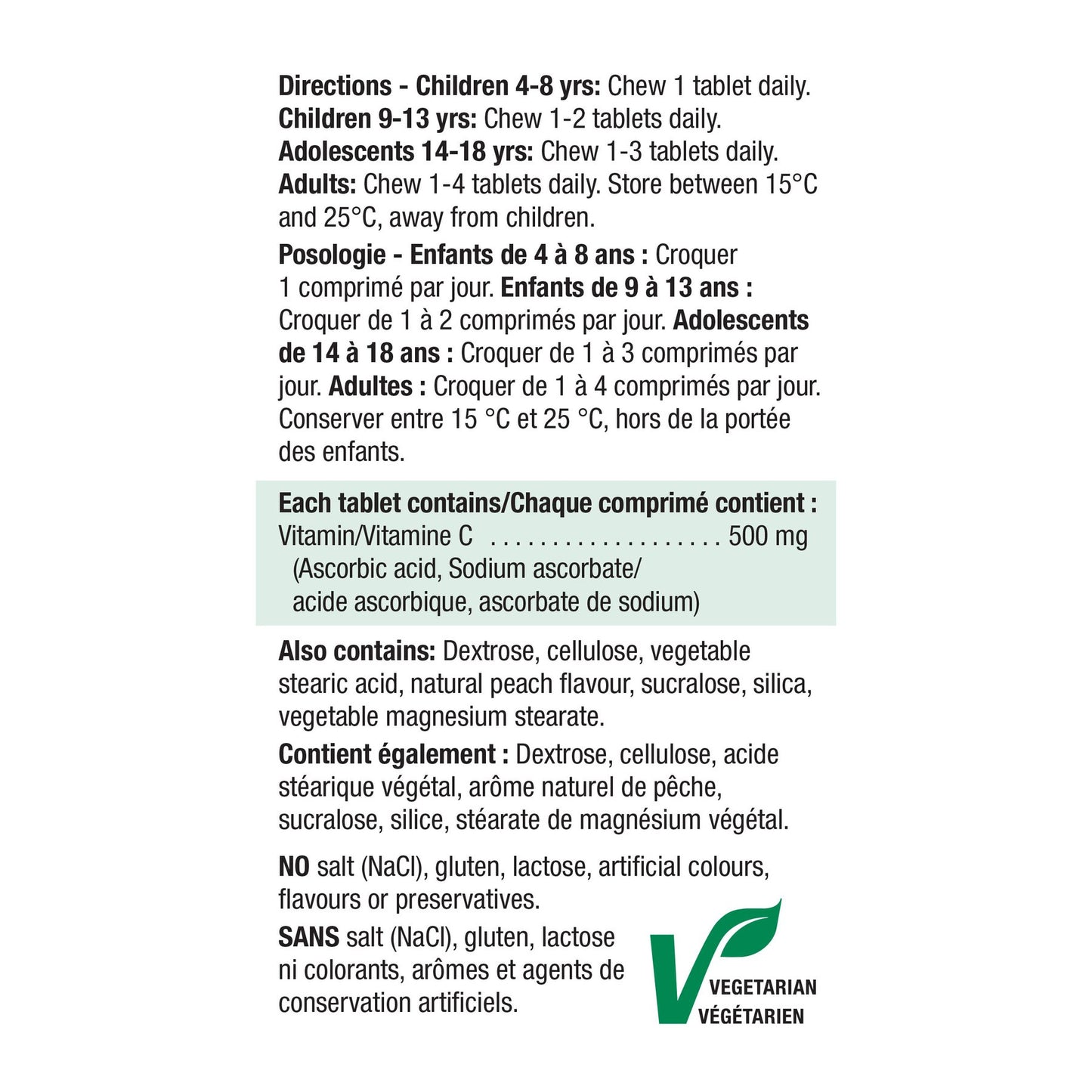 Jamieson 維生素 C 500 毫克,白桃口味咀嚼片,120 片