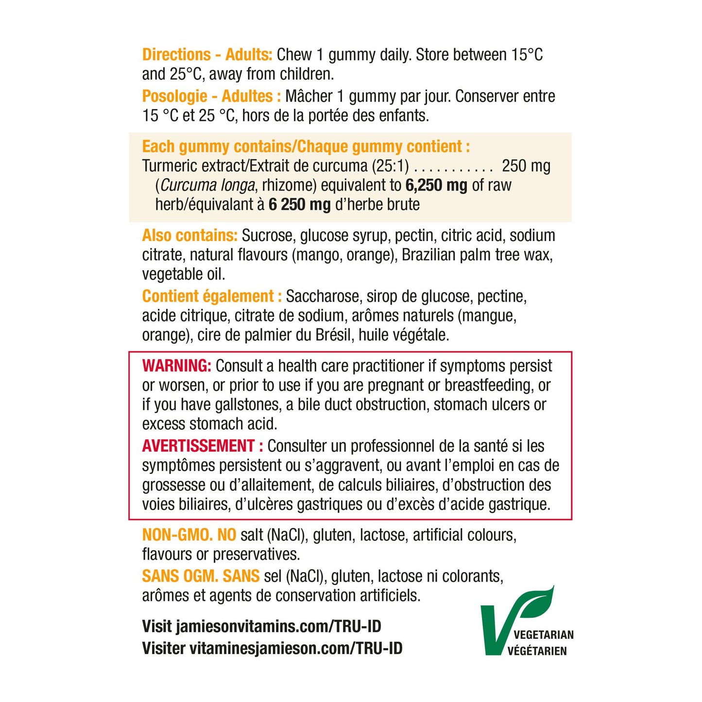 健美生 Jamieson Turmeric Gummy, 60 gummies Canada information