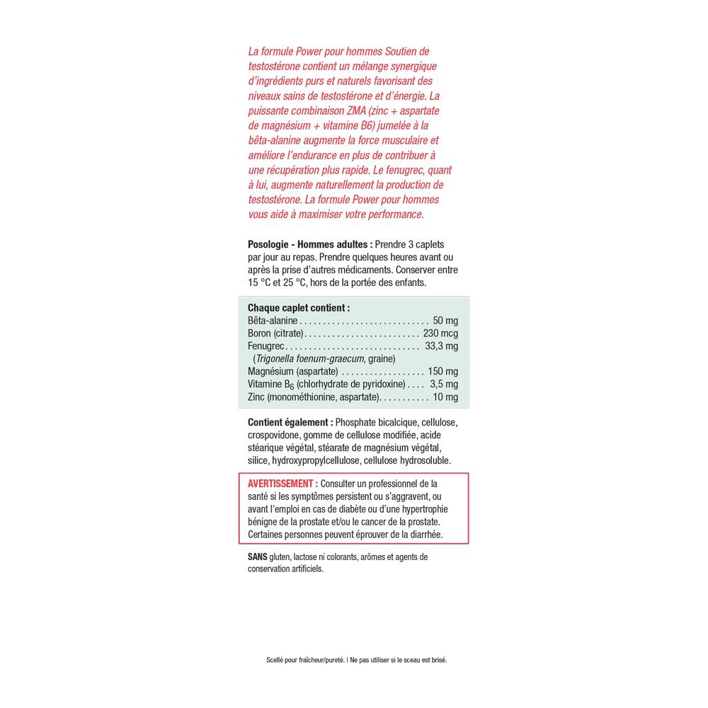 Jamieson Power for Men - Testosterone Support 60 caplets 健美生 information panel francais