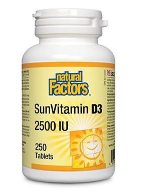 Natural Factors 阳光维生素D3 (Vitamin D), 2500IU, 250片