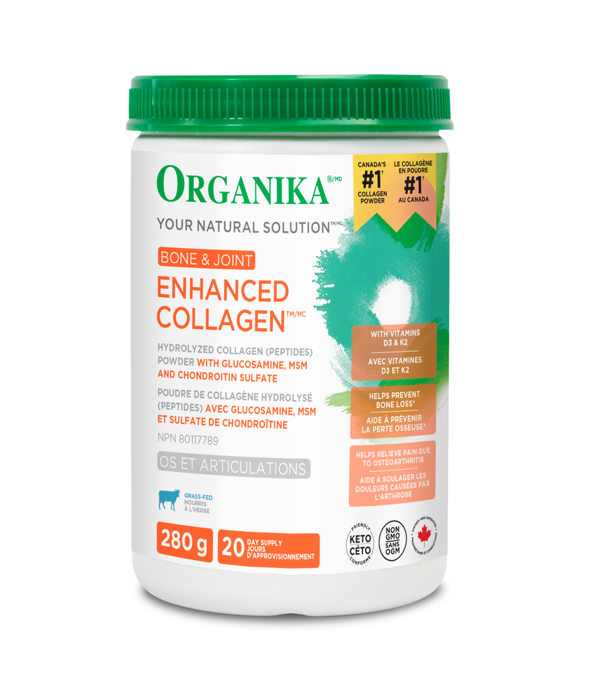 Organika Enhanced Collagen™ Bone & Joint, 280g Canada 优格康