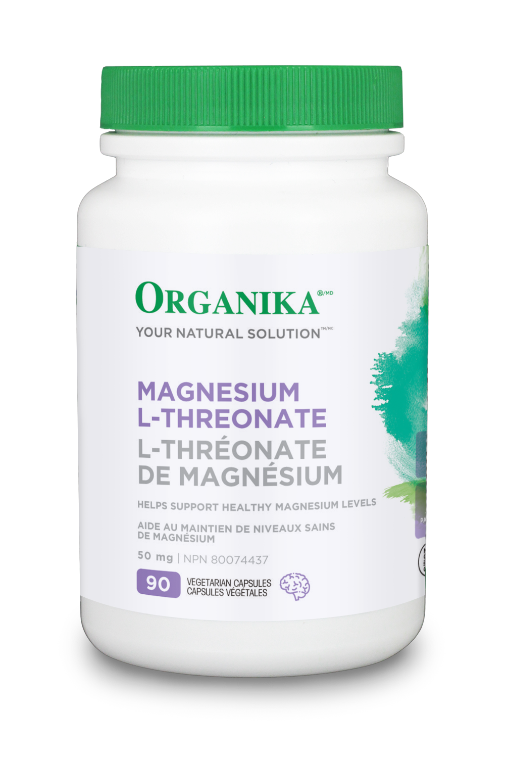 优格康 Organika Magnesium L-Threonate, 90 vegetarian capsules bottle photo Canada