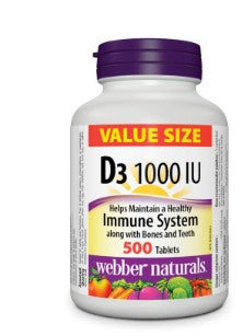 Webber Naturals 维生素 D3 1000IU,500 片
