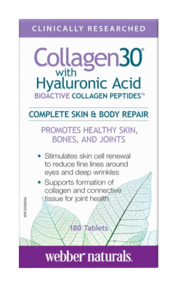 Webber Naturals Collagen30 美容生物活性膠原蛋白肽(含透明質酸),180 片