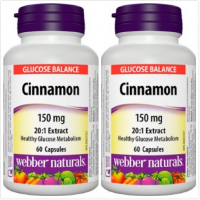 (Promotion Item) 2x Webber Naturals Cinnamon Extract 150 mg, 60caps