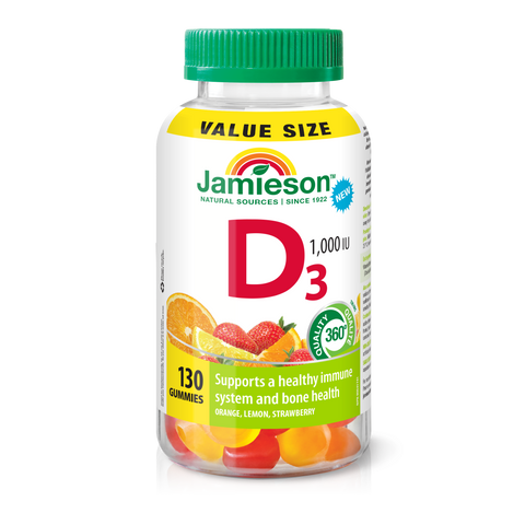 Jamieson Vitamin D3 1,000 IU Gummies 130s Canadian Label