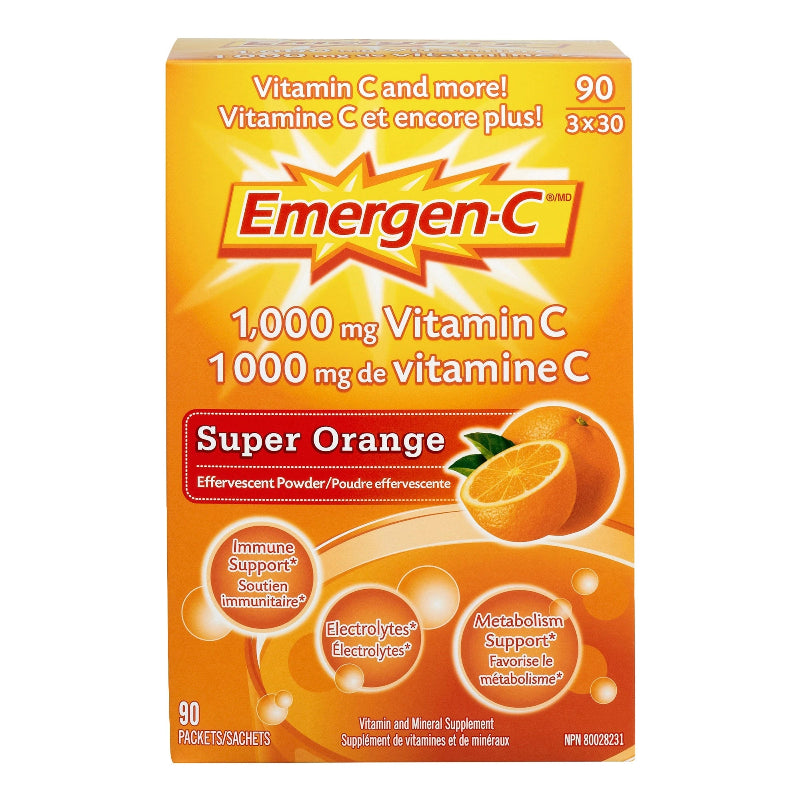 Emergen-C Vitamin C Effervescent Powder Super Orange 90 packets