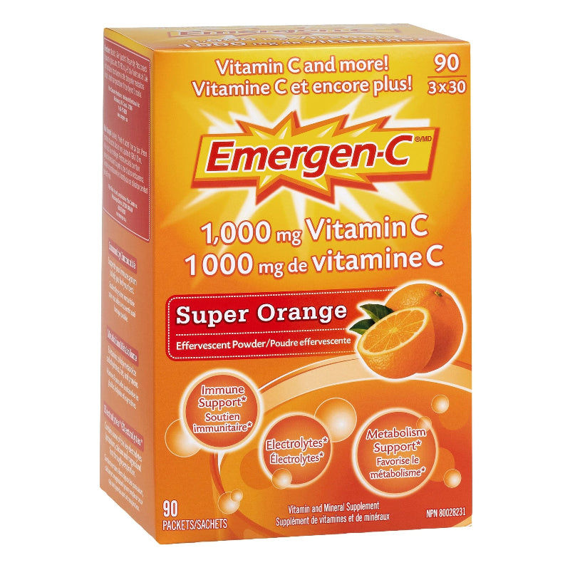 Emergen-C Vitamin C Effervescent Powder Super Orange 90 packets