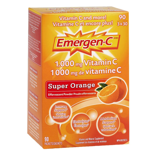 Emergen-C Vitamin C Effervescent Powder Super Orange 90 packets
