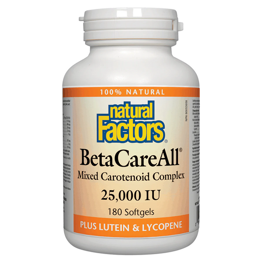 Natural Factors BetaCareAll  180 softgels Natural Vitamin Direct white backbround Canadian label

