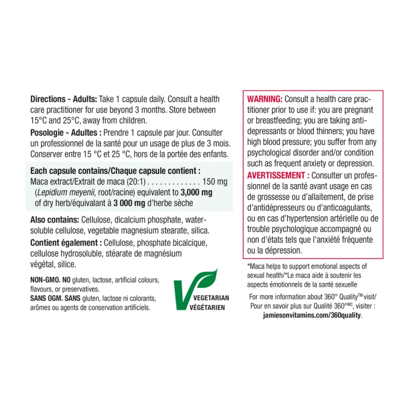 Jamieson High Potency Maca 3000 mg 60 capsules
