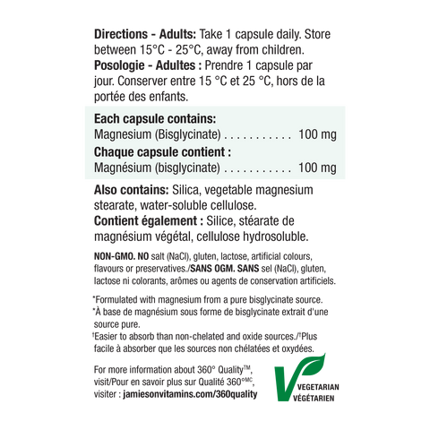 Jamieson Magnesium Bisglycinate 70 Capsules