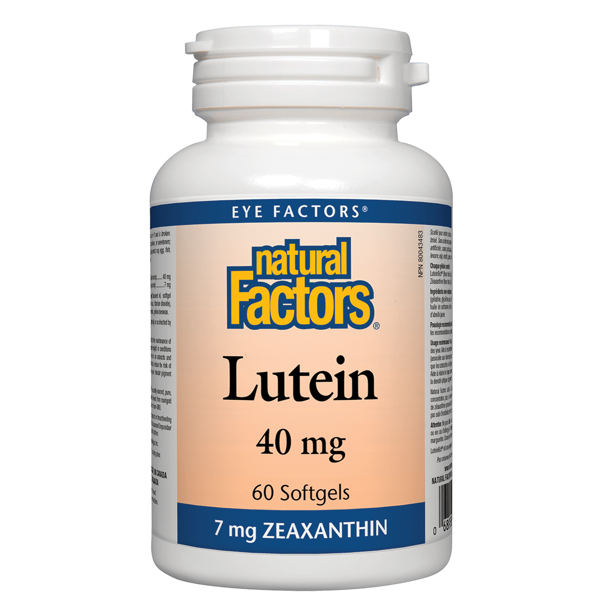 Bottle of Natural Factors Lutein supplement on a white background Natural Vitamin Direct Inc Canada