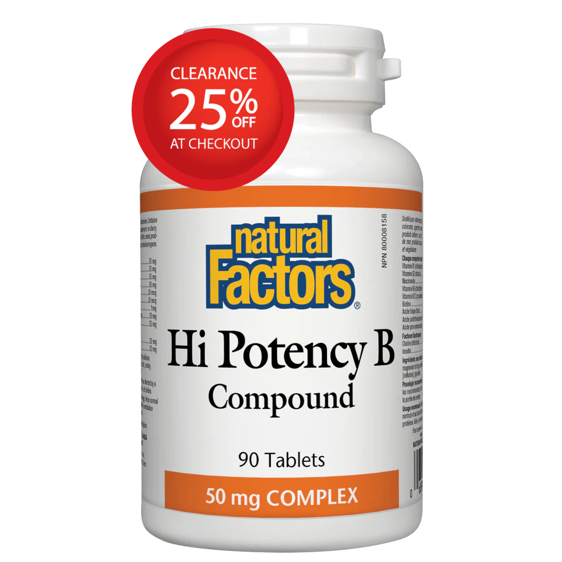 【clearance】Natural Factors Hi Potency B Complex 50 mg 90 tablets EXP AUG 2026