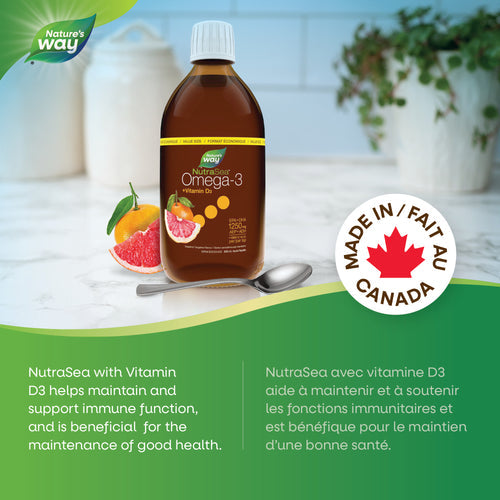 NutraSea + D Omega-3 +維生素D，葡萄柚橘子口味，500毫升