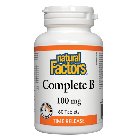 Bottle of Natural Factors Complete B supplement on a white background natural vitamin direct inc canada natvd.com