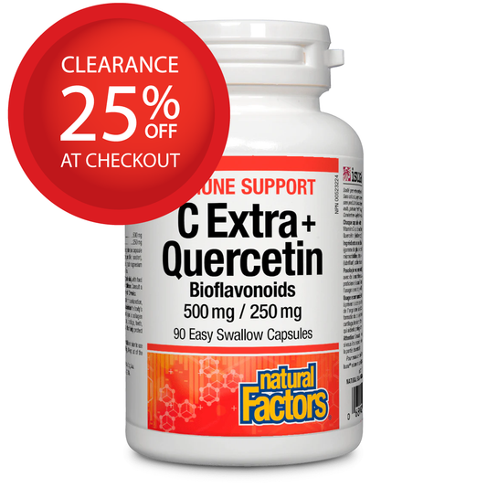 【clearance】Natural Factors C Extra + Quercetin 500mg/250mg 90 capsules Exp: APR 2027