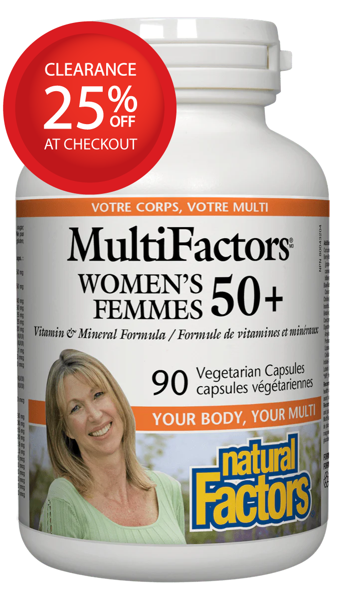 【clearance】Natural Factors MultiFactors Women's 50+（Iron free), VegiCap EXP MAY 2026