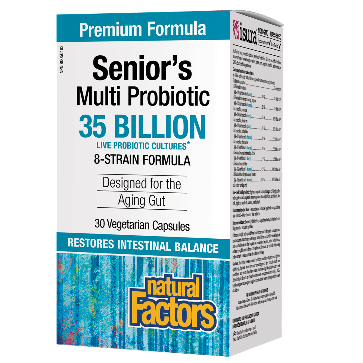 Natural Factors Senior's Multi Probiotic, 8 Strain Formula, 30 Vegetarian Capsules