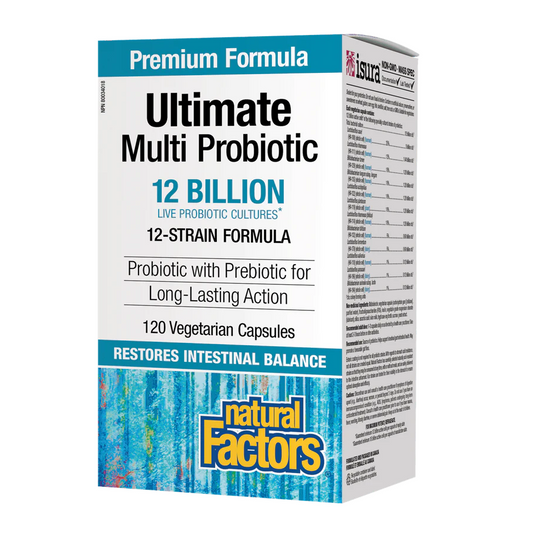 Box of Natural Factors Ultimate Multi Probiotic on a white background