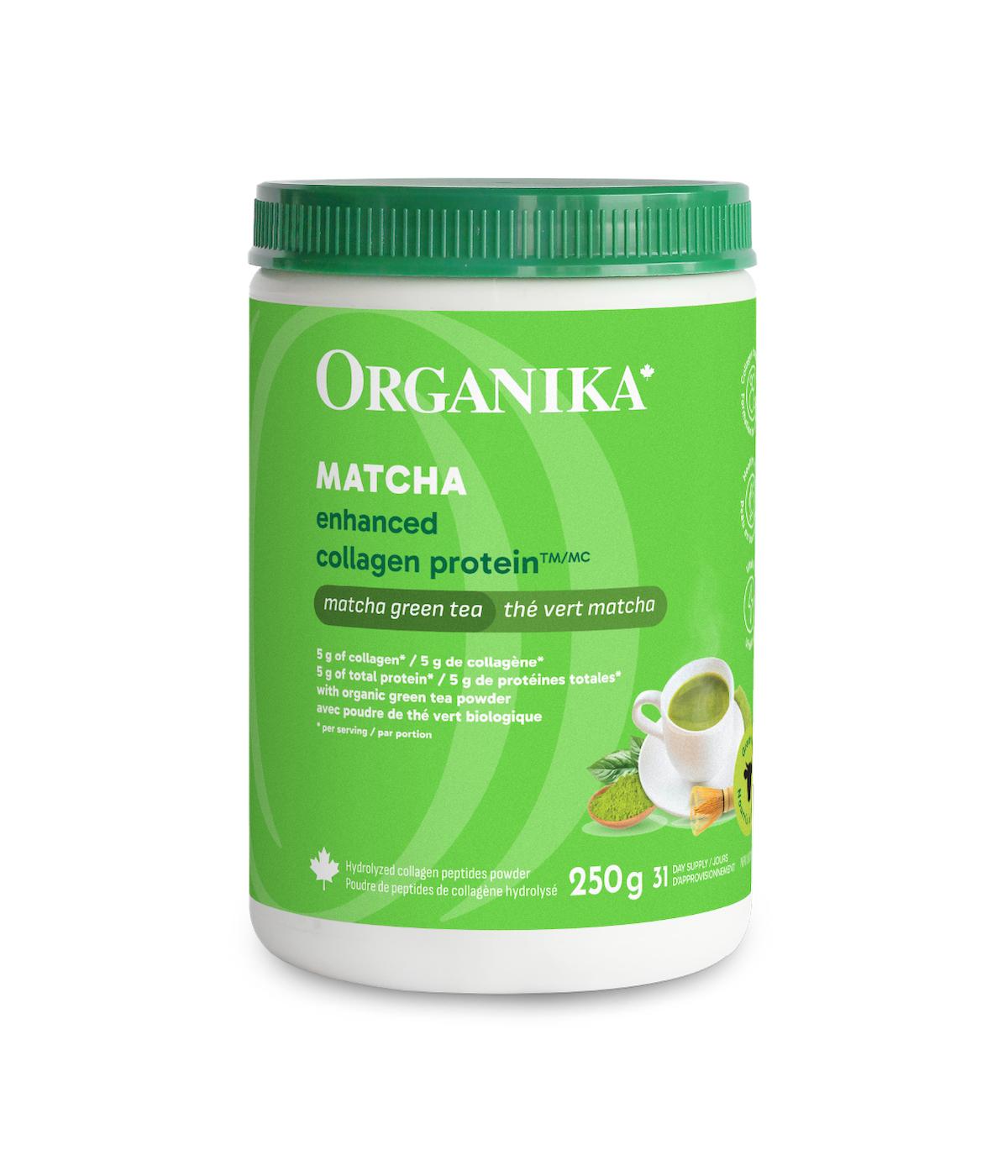 [優惠組合] 6瓶x Organika 強效膠原蛋白粉-活力抹茶口味, 250g
